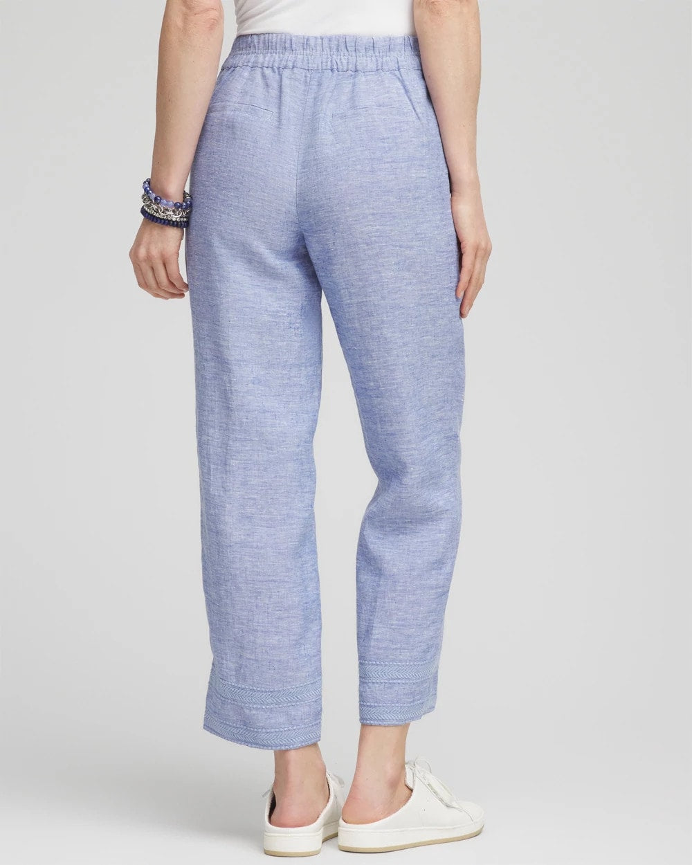 Linen Pull On Waist Cropped Pants - US 3000