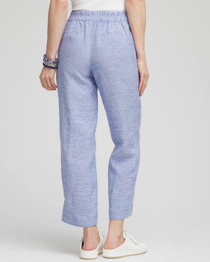 Linen Pull On Waist Cropped Pants - US 3000