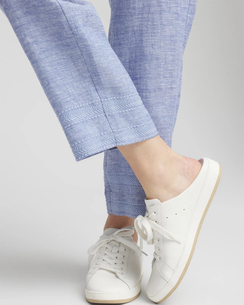 Linen Pull On Waist Cropped Pants - US 3000