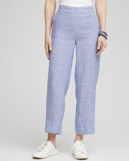 Linen Pull On Waist Cropped Pants - US 3000