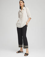 Linen Elastic Waist Cropped Pants - US 9411