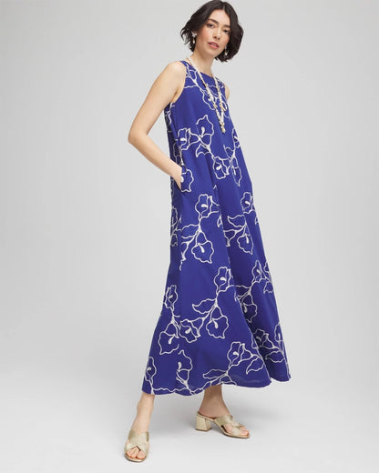 Embroidered Sleeveless Maxi Dress - US 3410