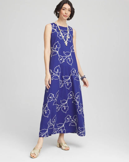 Embroidered Sleeveless Maxi Dress - US 3410