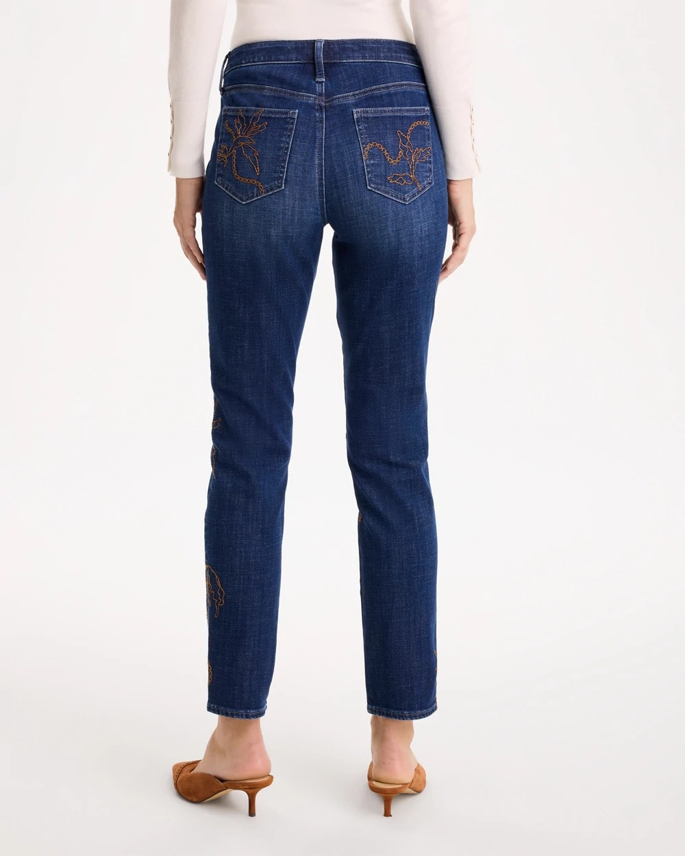 Embroidered Girlfriend Slim Ankle Jeans - US 5520