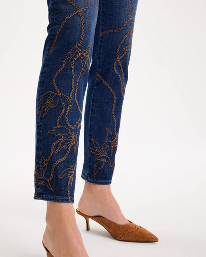 Embroidered Girlfriend Slim Ankle Jeans - US 5520
