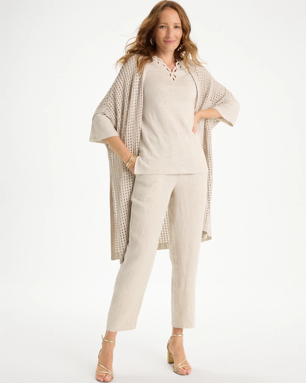 Embroidered Linen Tee - US 8416