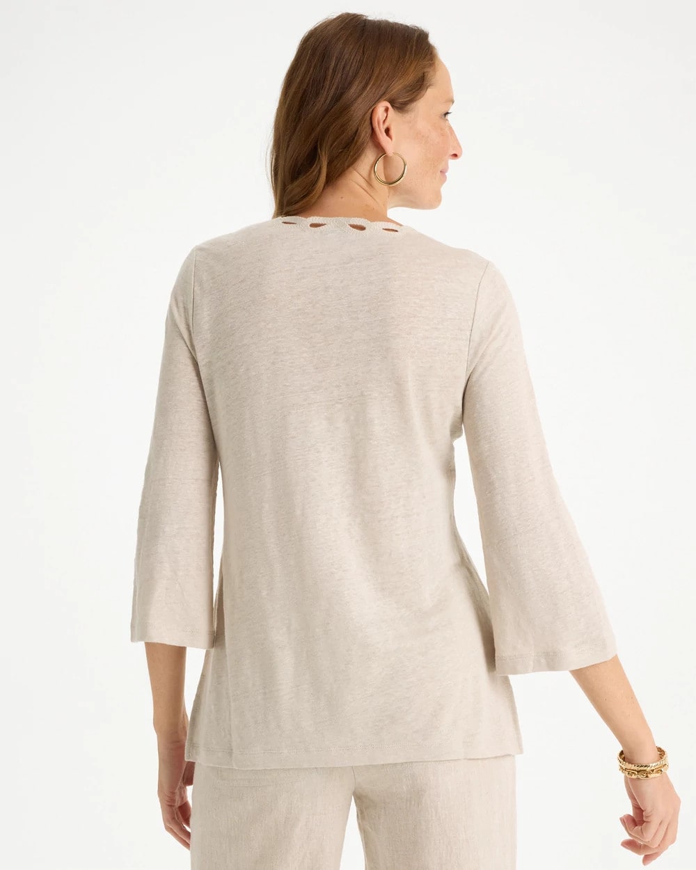 Embroidered Linen Tee - US 8416