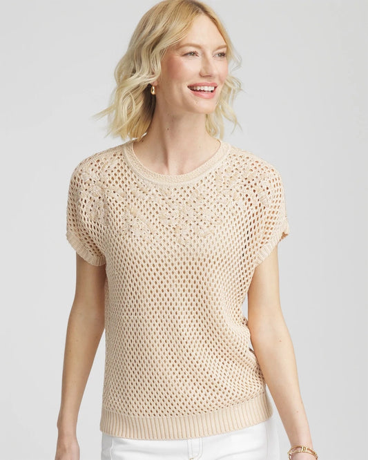 Embroidered Pointelle Pull-Over - US 0754