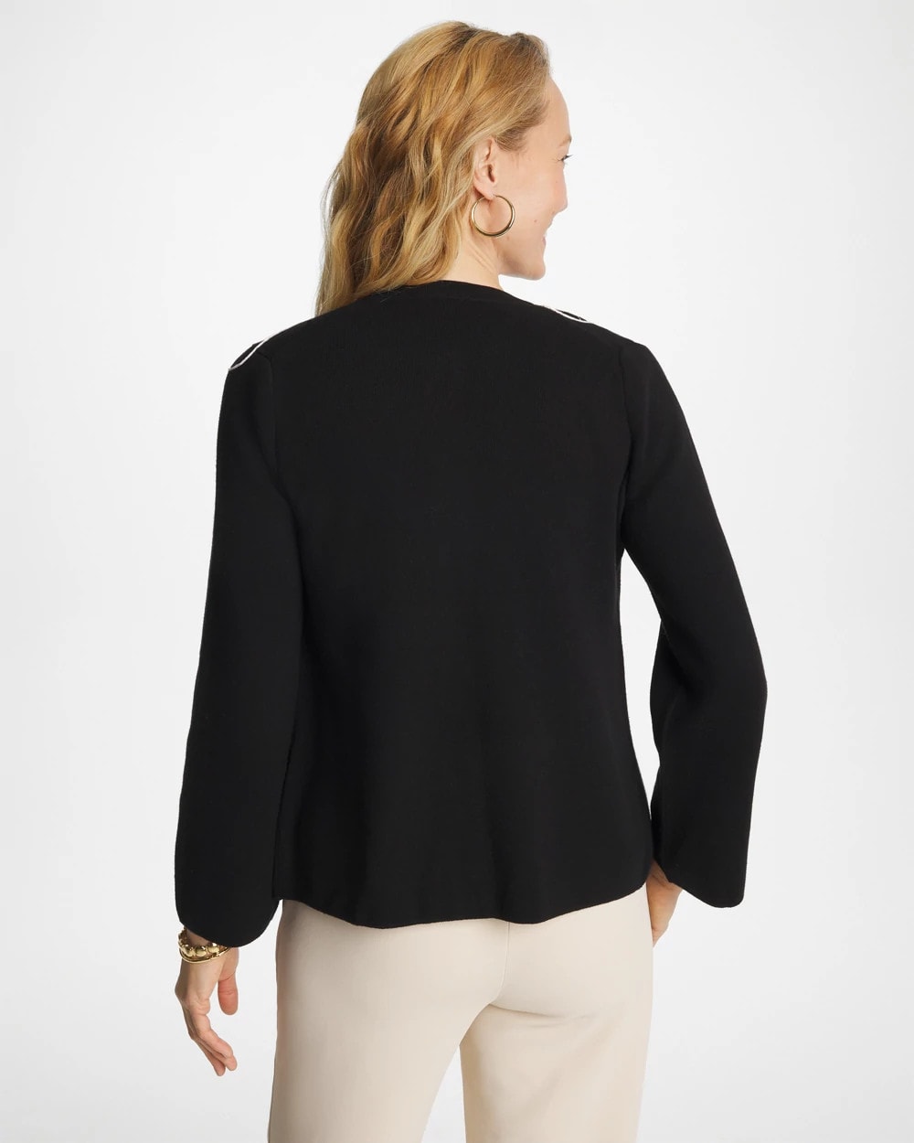 Embroidered Crewneck Cardigan Jacket - US 9875