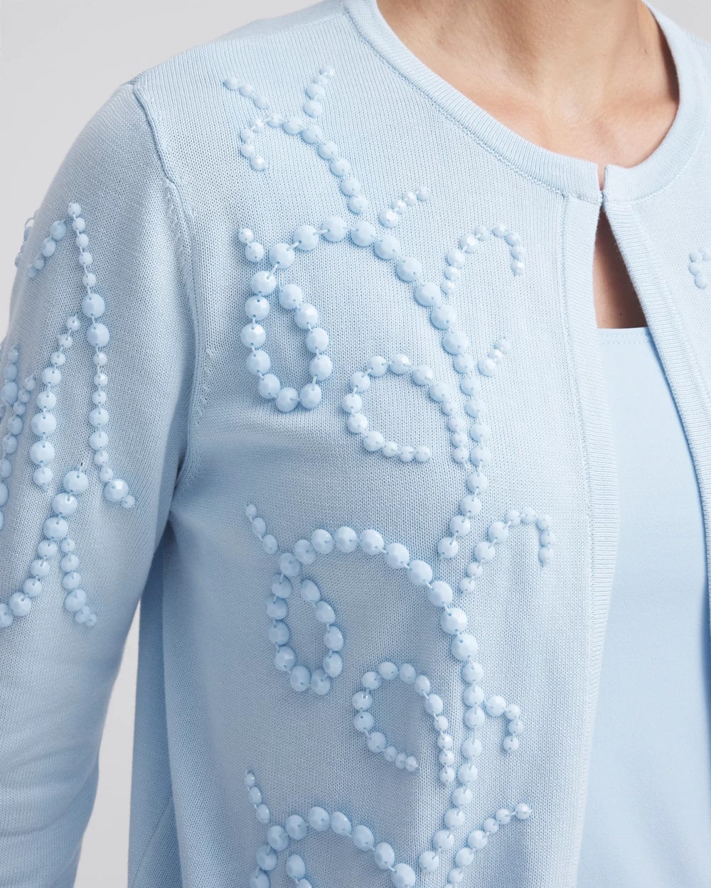 Open-Front Beaded Cardigan - US 7244