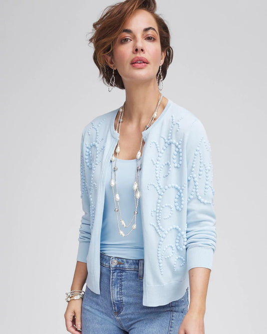 Open-Front Beaded Cardigan - US 7244