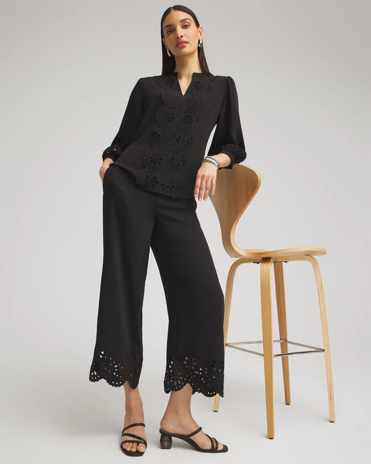 Petite Satin Eyelet Hem Culottes - US 9515