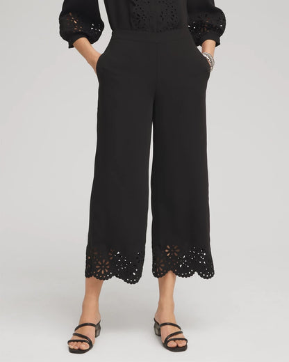 Petite Satin Eyelet Hem Culottes - US 9515