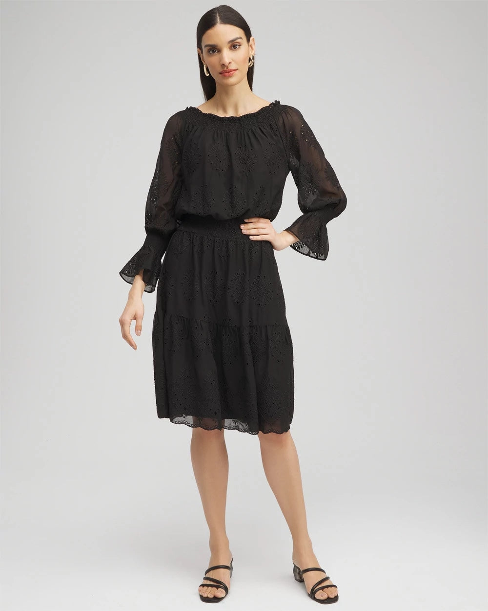 Chiffon Eyelet Dress - US 5654