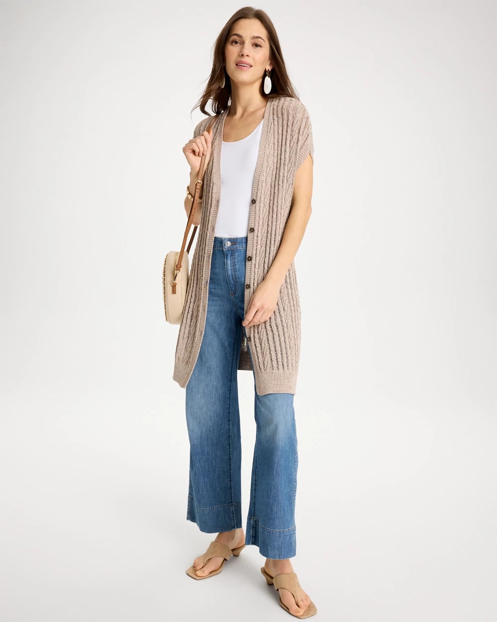 Faucet V-Neck Long Cardigan Vest - US 9126