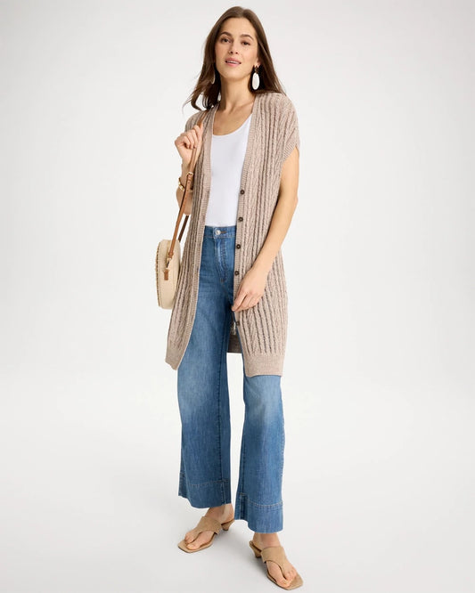 Faucet V-Neck Long Cardigan Vest - US 9126