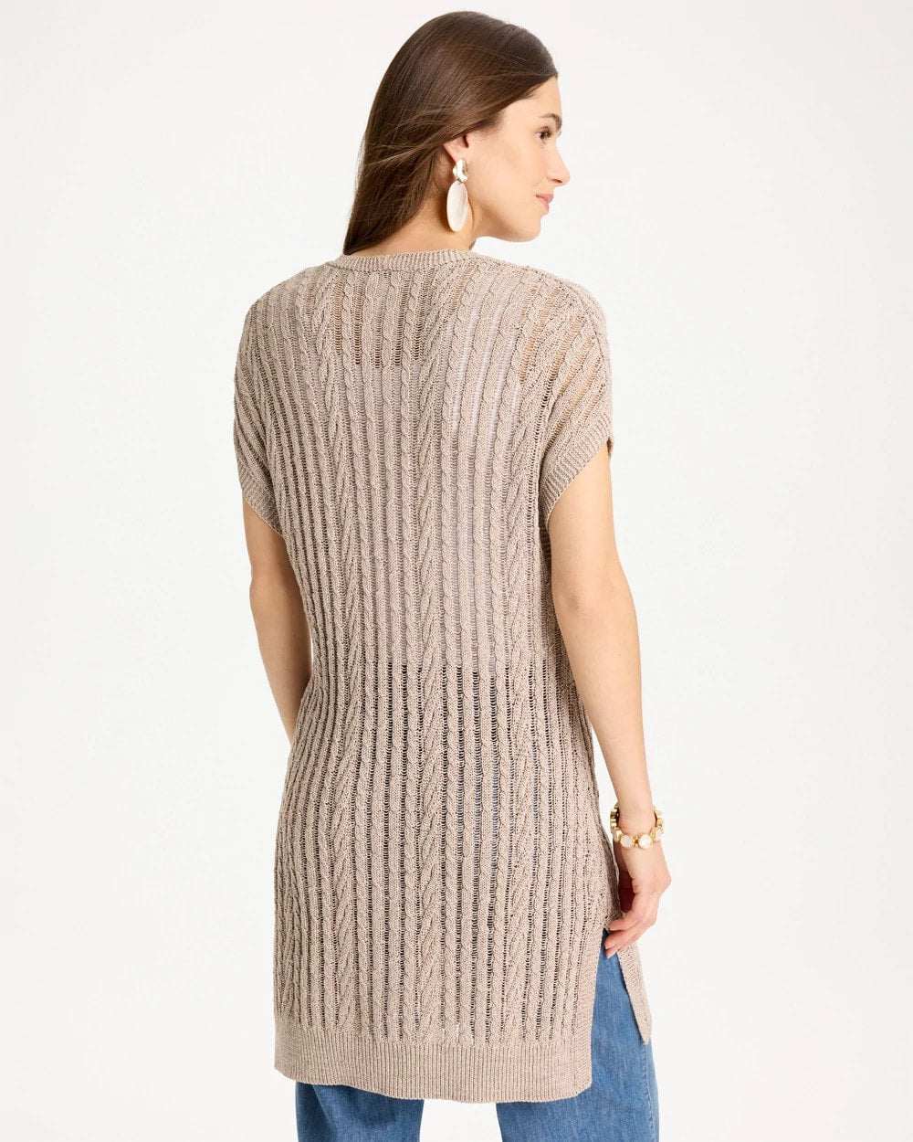 Faucet V-Neck Long Cardigan Vest - US 9126