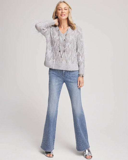 Feathered Pullover Sweater - US 1878