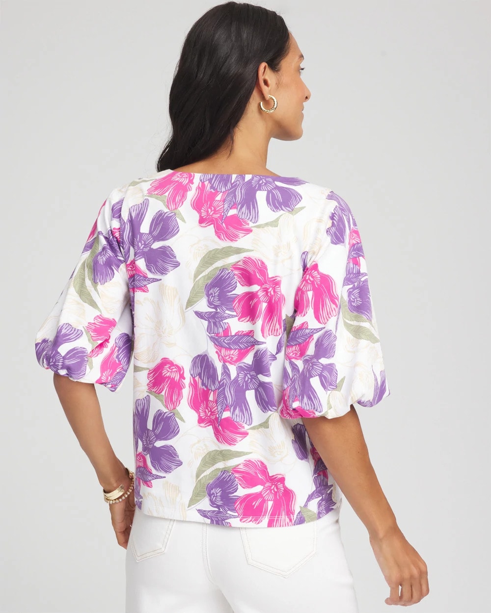 Floral Bubble Sleeve Top - US 1093