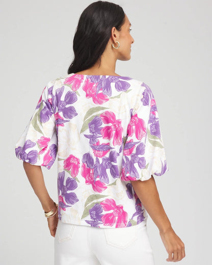 Floral Bubble Sleeve Top - US 1093