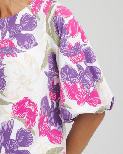 Floral Bubble Sleeve Top - US 1093