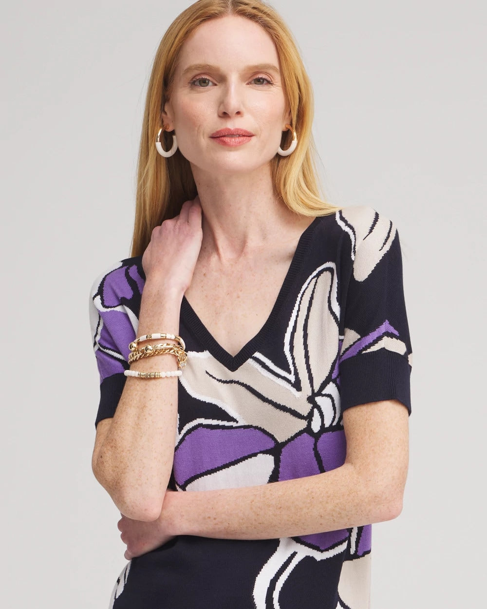 Floral Dolman Pullover Sweater - US 8582