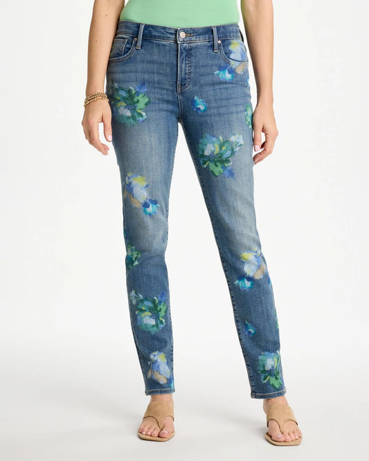 Girlfriend Slim Floral Ankle Jeans - US 0550