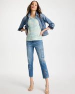 Floral Patchwork Girlfriend Crop Jeans - US 3859