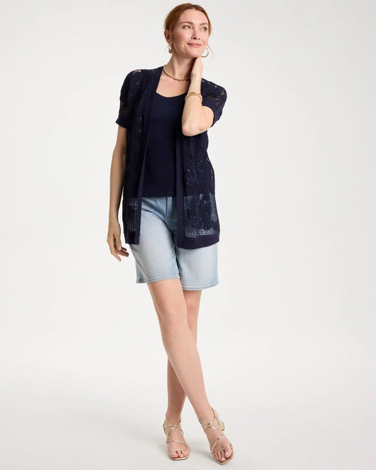 Cotton-Blend Crochet Cocoon Cardigan - US 2031