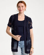 Cotton-Blend Crochet Cocoon Cardigan - US 2031