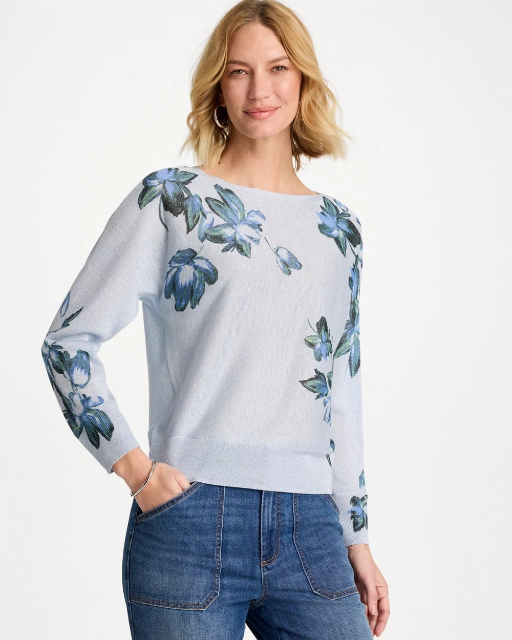 Floral Print Pullover Sweater - US 3033