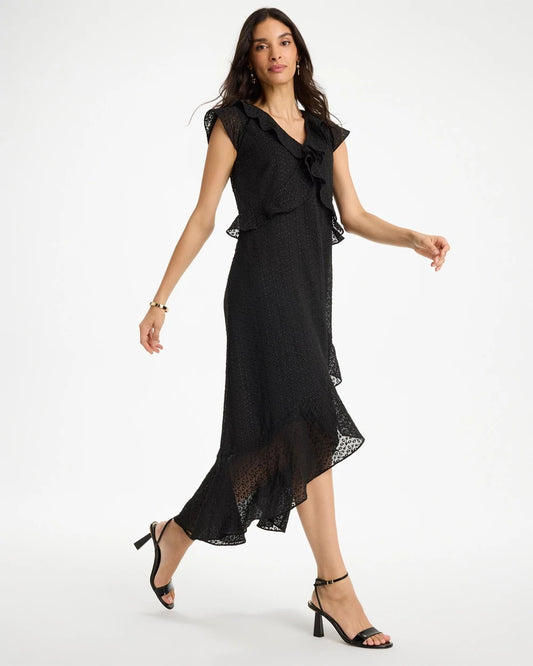 Floral Surplice Ruffled Dress - US 1338