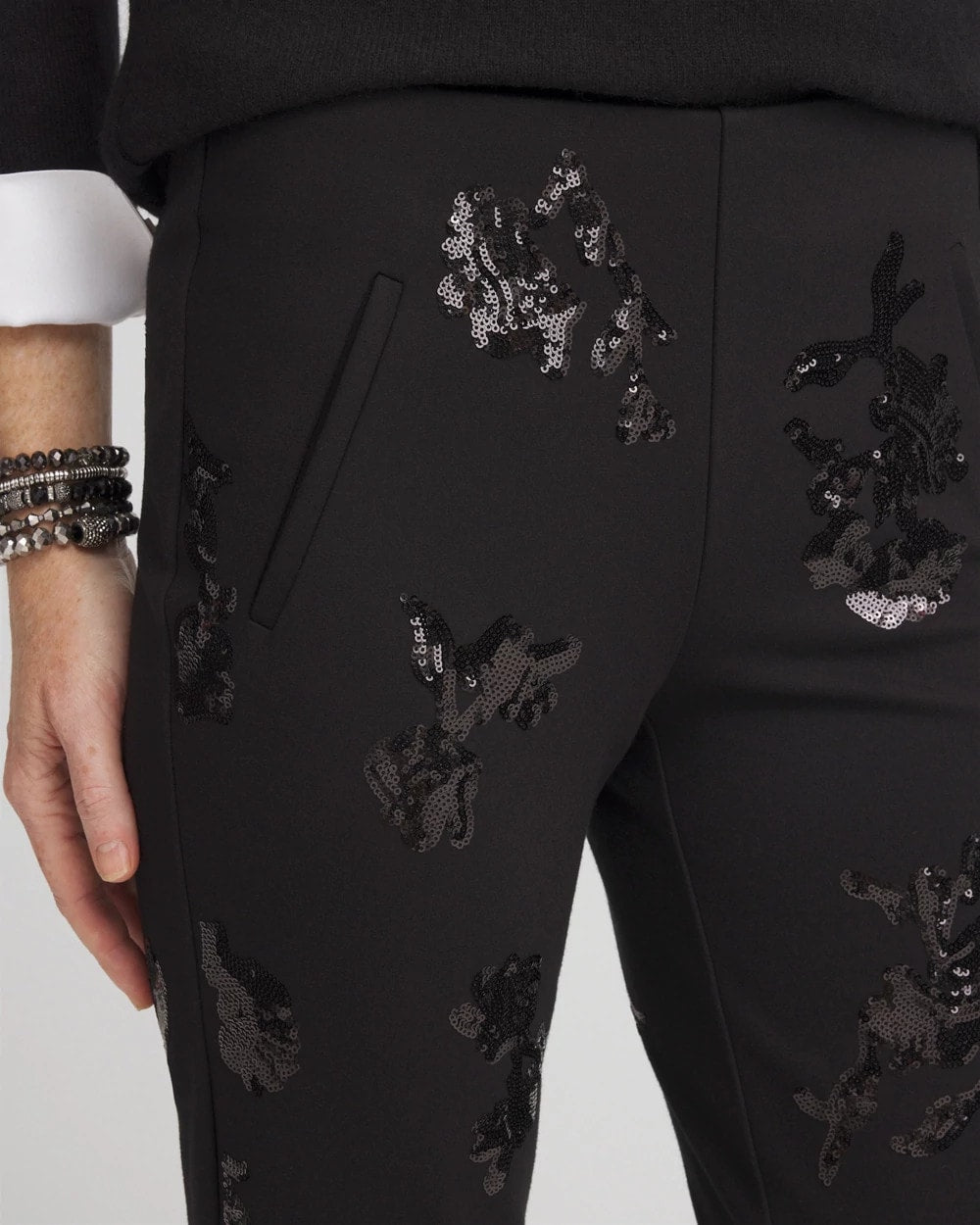 Juliet Floral Sequin Ankle Pants - US 6004