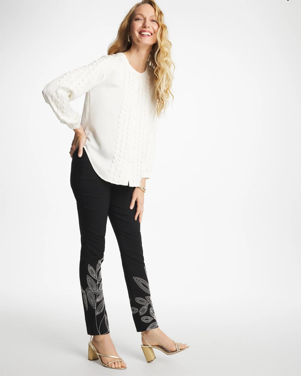 Floral Soutache Brigitte™ Slim Pull-On Ankle Pants - US 0747