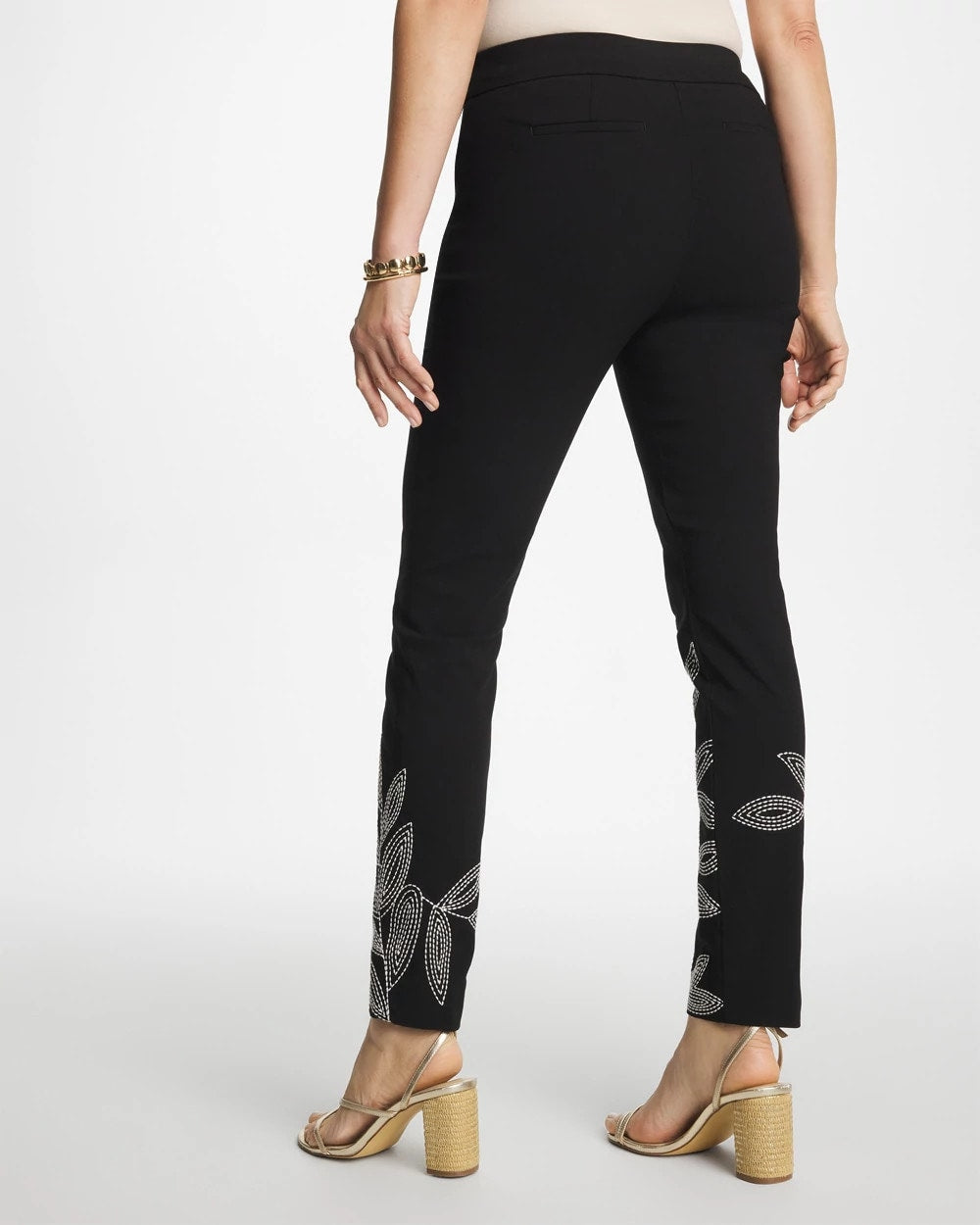 Floral Soutache Brigitte™ Slim Pull-On Ankle Pants - US 0747