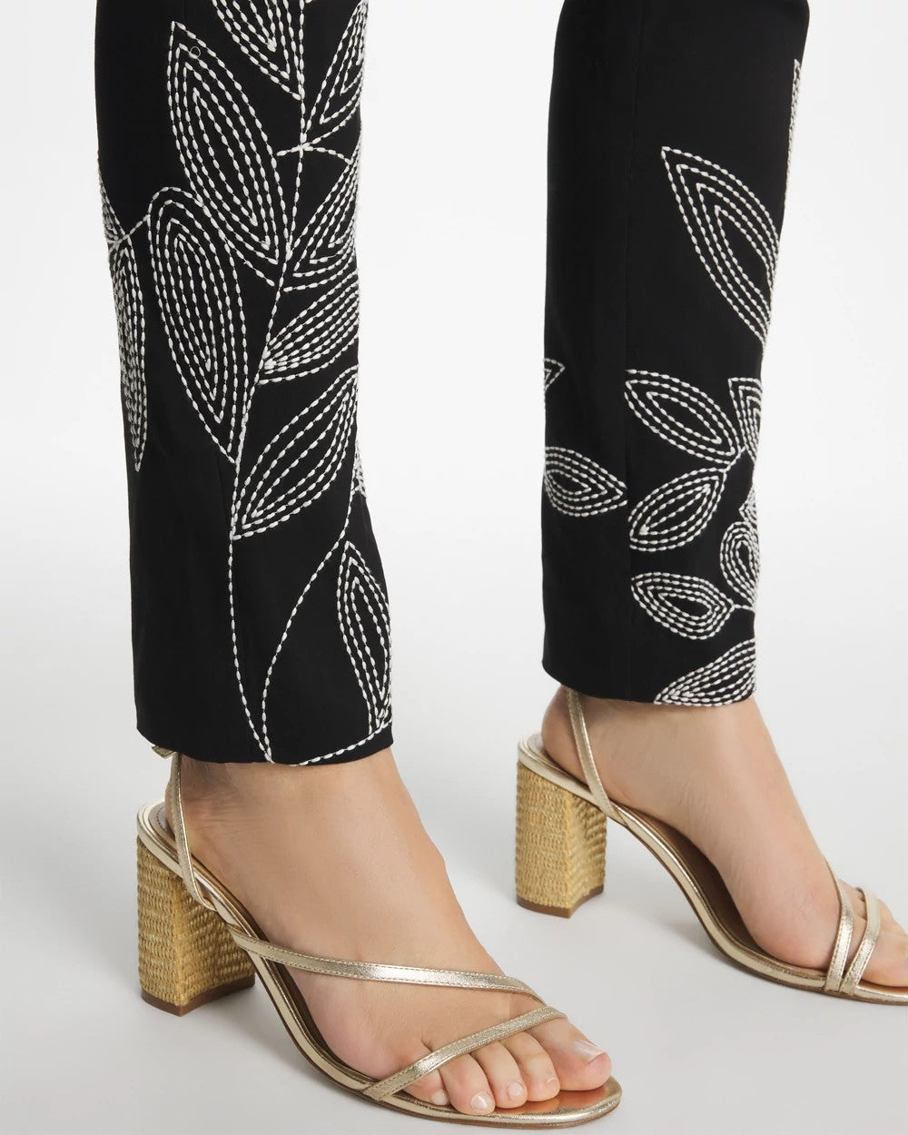 Floral Soutache Brigitte™ Slim Pull-On Ankle Pants - US 0747