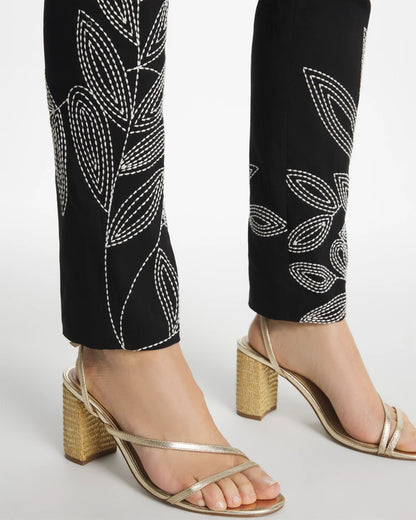 Floral Soutache Brigitte™ Slim Pull-On Ankle Pants - US 0747
