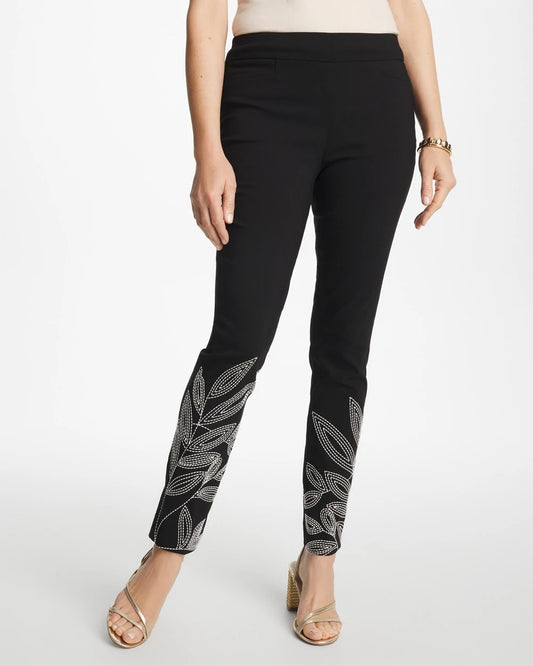 Floral Soutache Brigitte™ Slim Pull-On Ankle Pants - US 0747