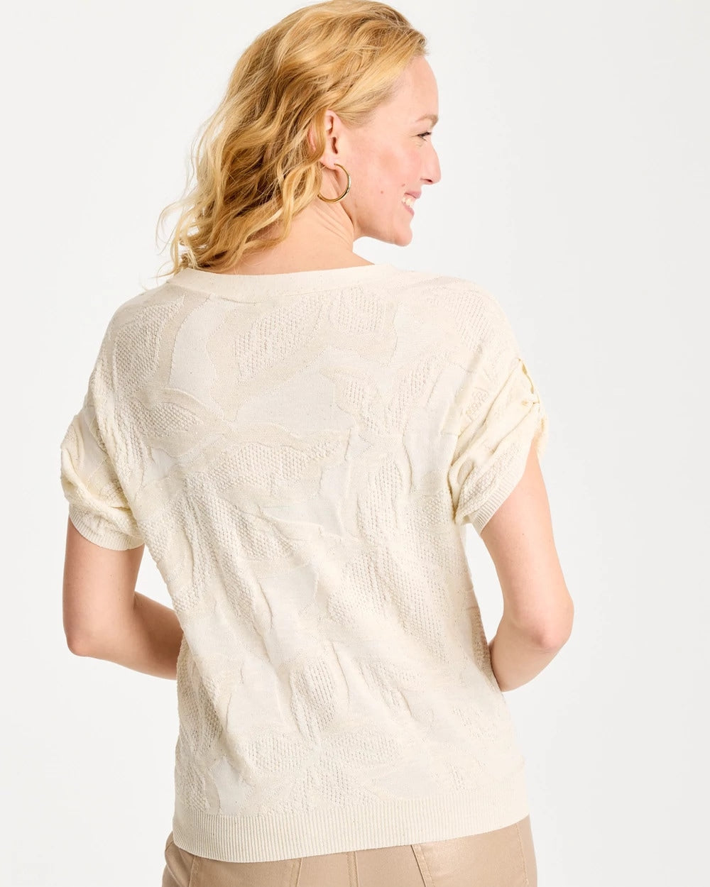 Floral Jacquard Dolman Pullover Sweater - US 8875