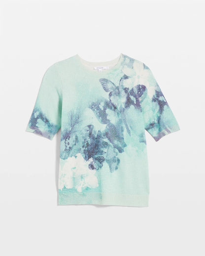 Metallic Butterfly Print Sweater Tee - US 5229