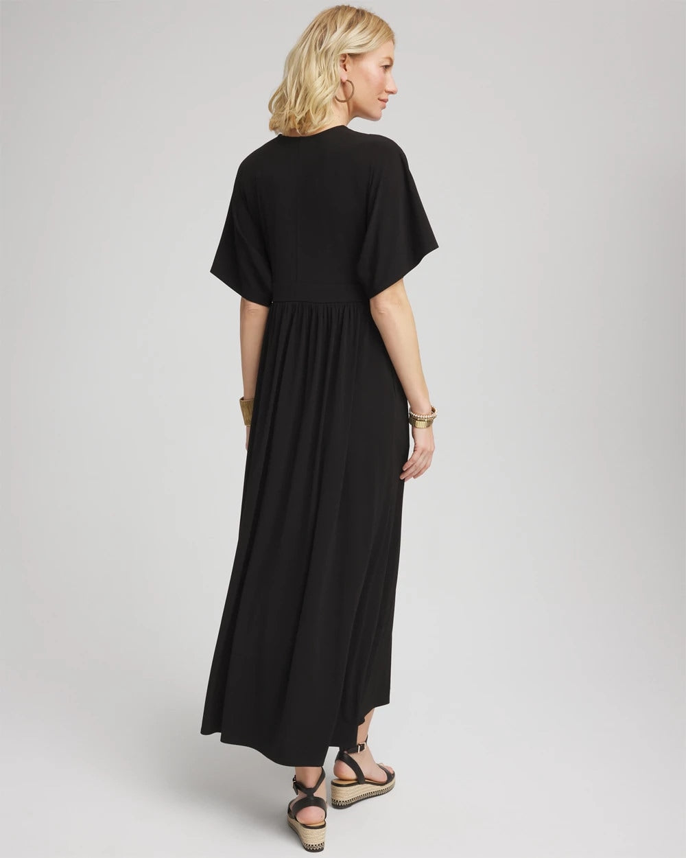 Flutter-Sleeved Jersey Maxi Dress - US 3086