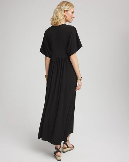 Flutter-Sleeved Jersey Maxi Dress - US 3086