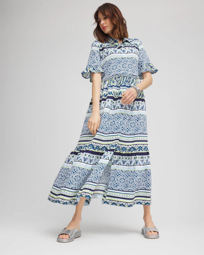 Flutter-Sleeved Maxi Dress - US 9884