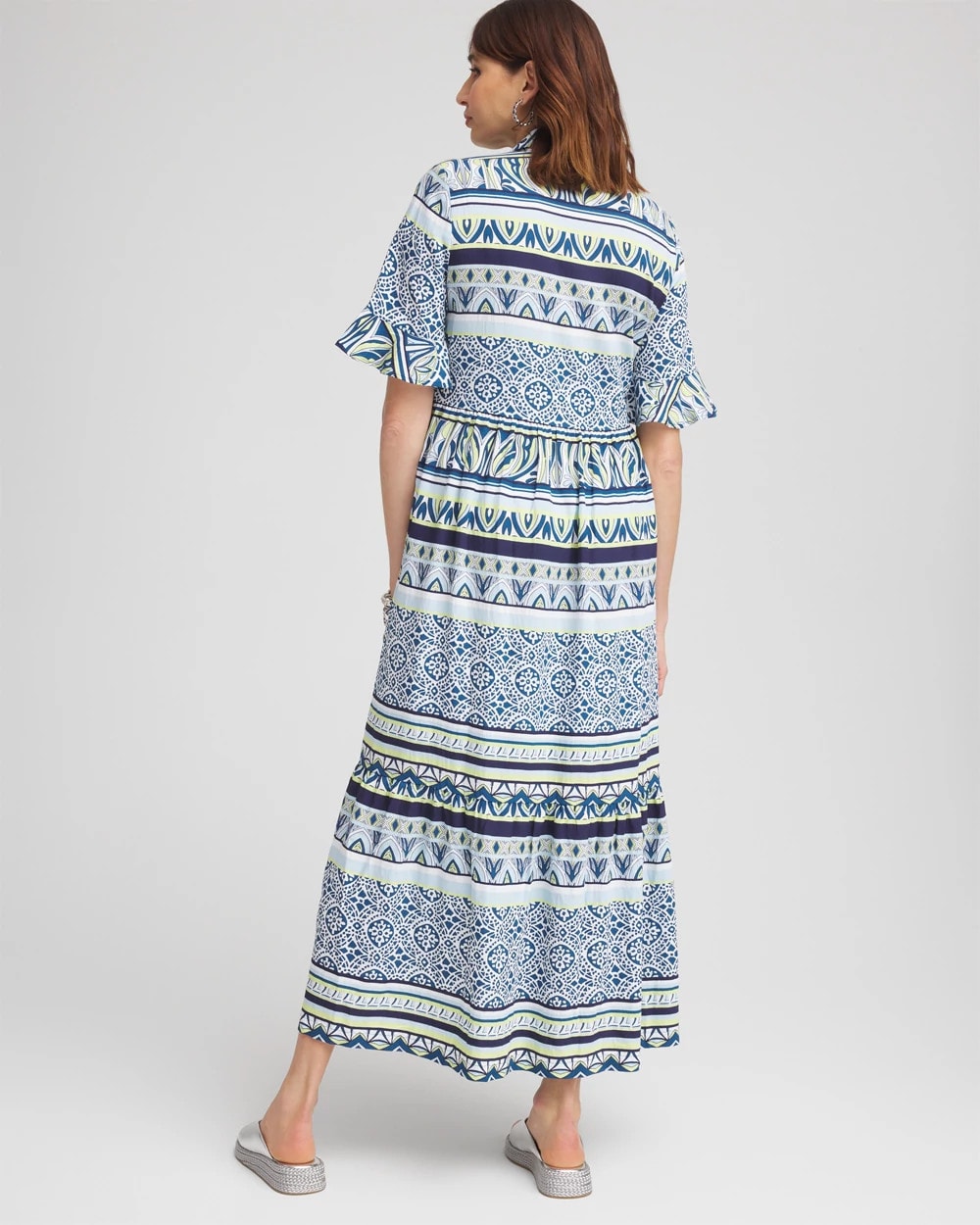 Flutter-Sleeved Maxi Dress - US 9884