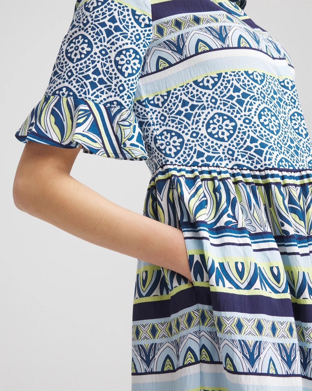 Flutter-Sleeved Maxi Dress - US 9884