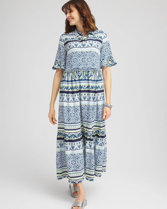 Flutter-Sleeved Maxi Dress - US 9884