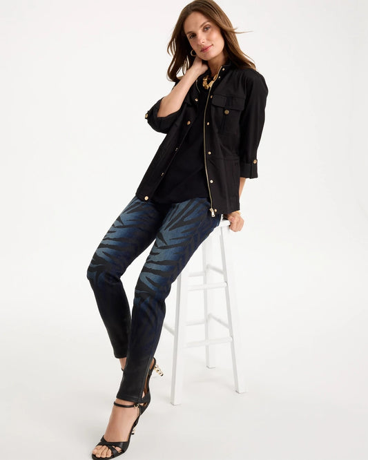 Ombre Zebra Animal Skinny Ankle Jeans - US 5045