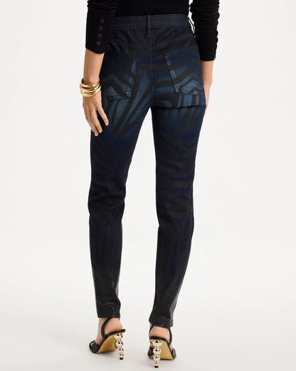 Ombre Zebra Animal Skinny Ankle Jeans - US 5045