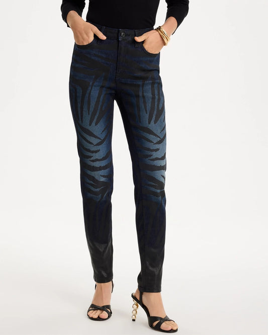 Ombre Zebra Animal Skinny Ankle Jeans - US 5045