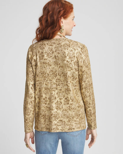 Foil Print Long-sleeve Cardigan - US 4386